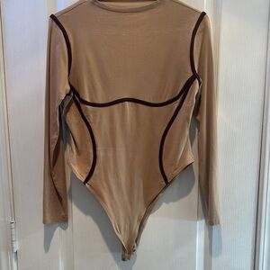 SHEIN Beige Long Sleeve Bodysuit